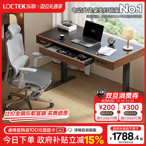 乐歌SE5智能电动升降桌大抽屉办公桌电脑桌居家办公通用学习书桌