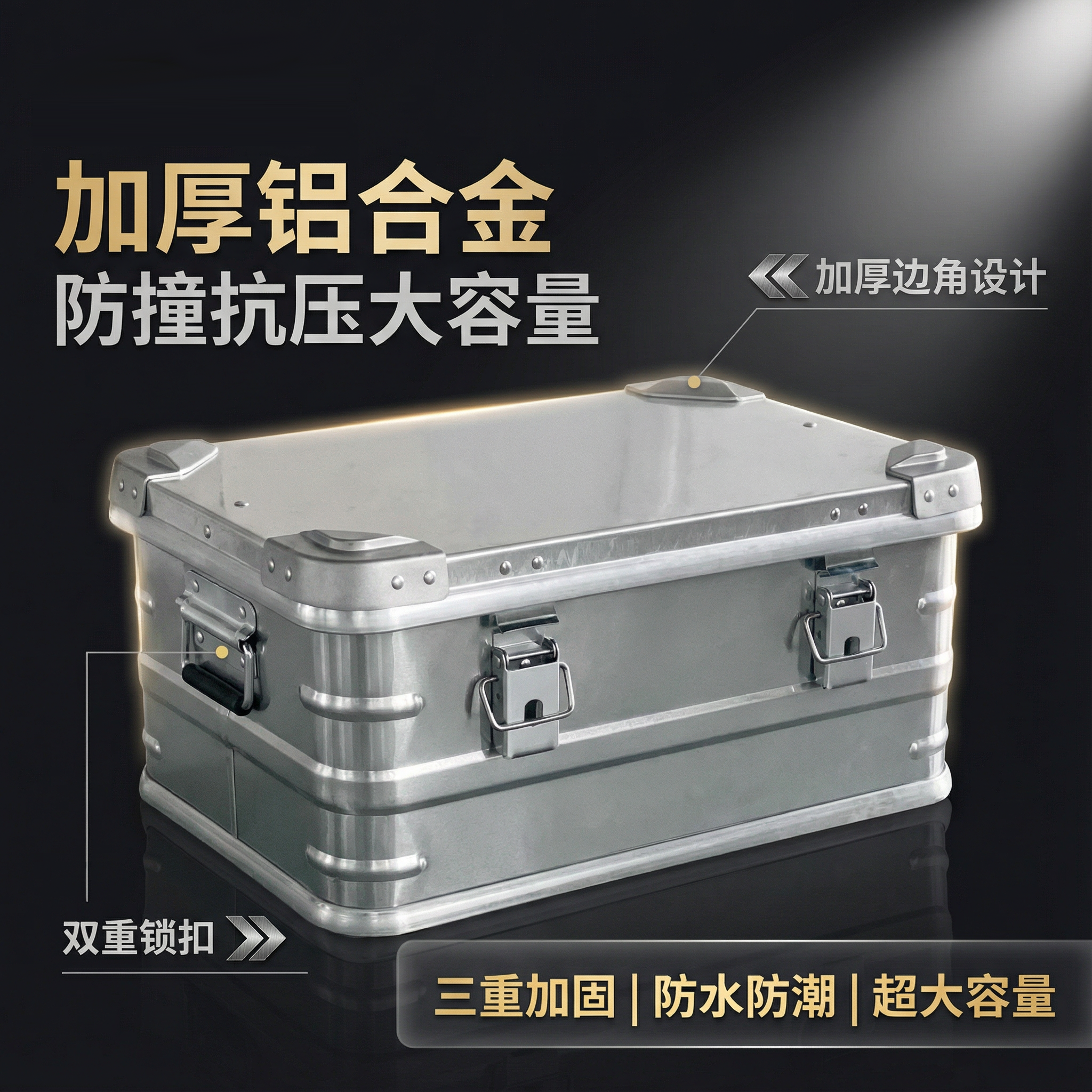铝镁合金30 50 80升汽车车载后备用储物车尾整理箱户外露营收纳箱