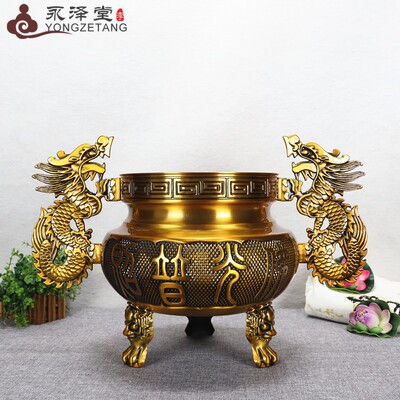 12寸双耳炉铜合金三脚香炉