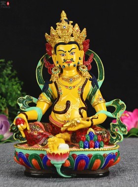 8寸纯铜精工彩黄财神藏拉色波诺拉密宗中式桌面人物佛像摆件
