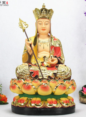 七彩中式风地藏王菩萨桌面摆件