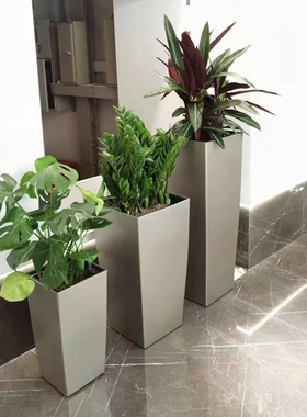 高档烤漆北欧花盆方形高款高筒盆塑料金钱树客厅大花盆懒人自吸水