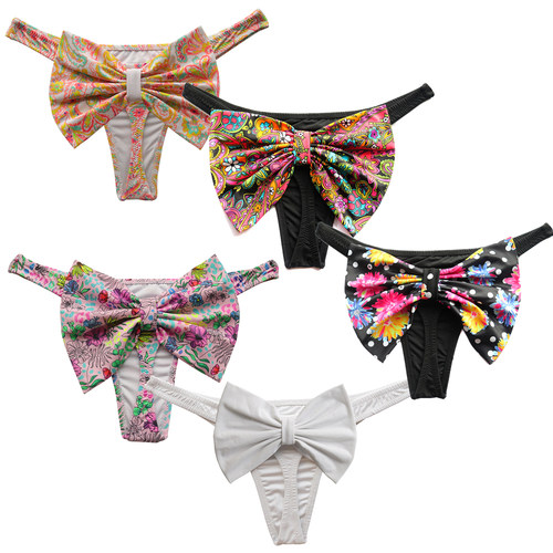 性感泳裤蝴蝶结欧美女士丁字泳裤