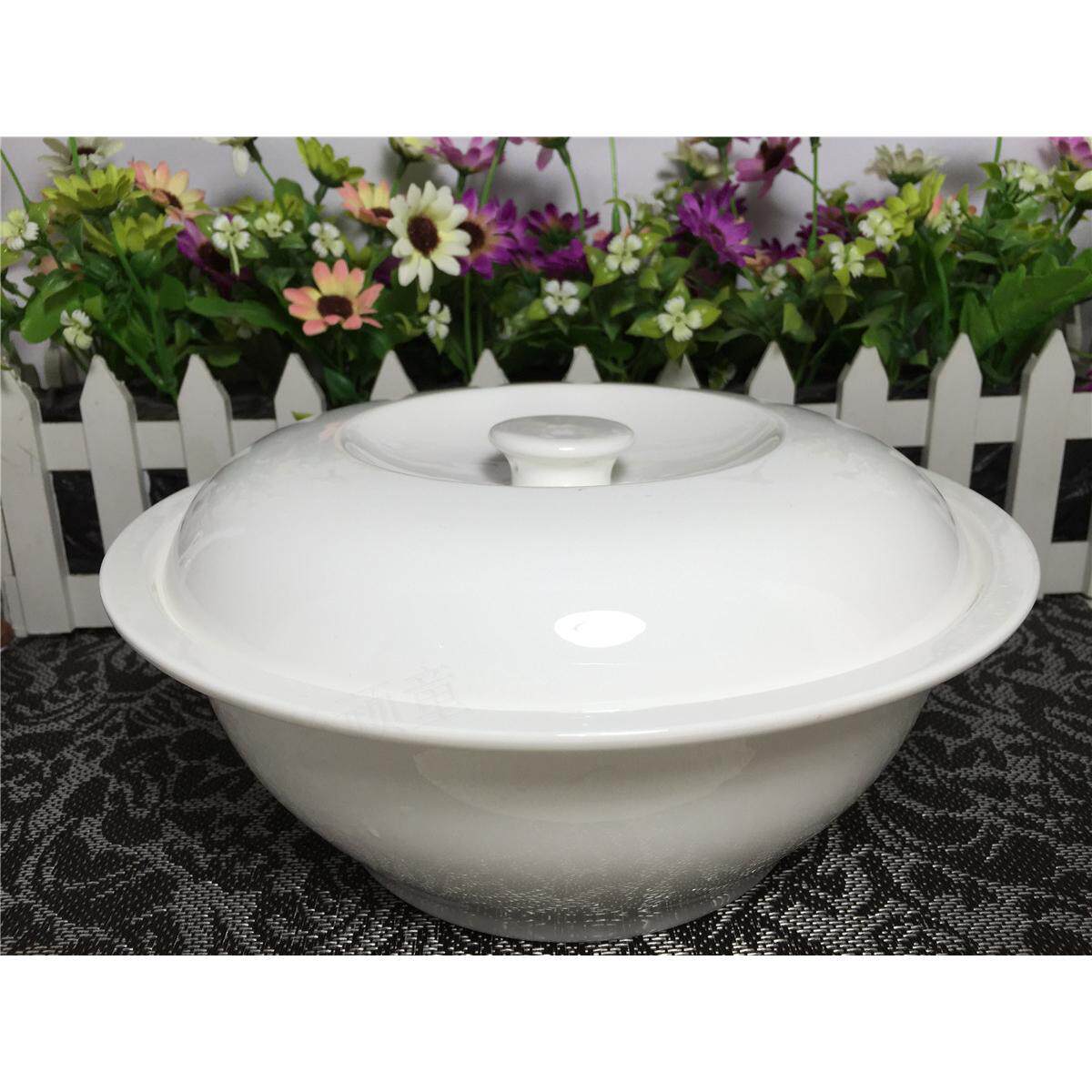 唐山隆达骨瓷 9寸品锅 带盖汤碗 大容量汤碗 盛汤器皿