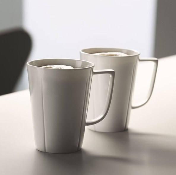 丹麦欧森*尔品牌纯白骨瓷马克杯水杯咖啡杯可微波有品牌标