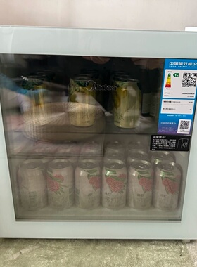 Midea/美的冰吧用冷藏保鲜柜小型迷你展示柜客厅透明冰箱茶叶饮料
