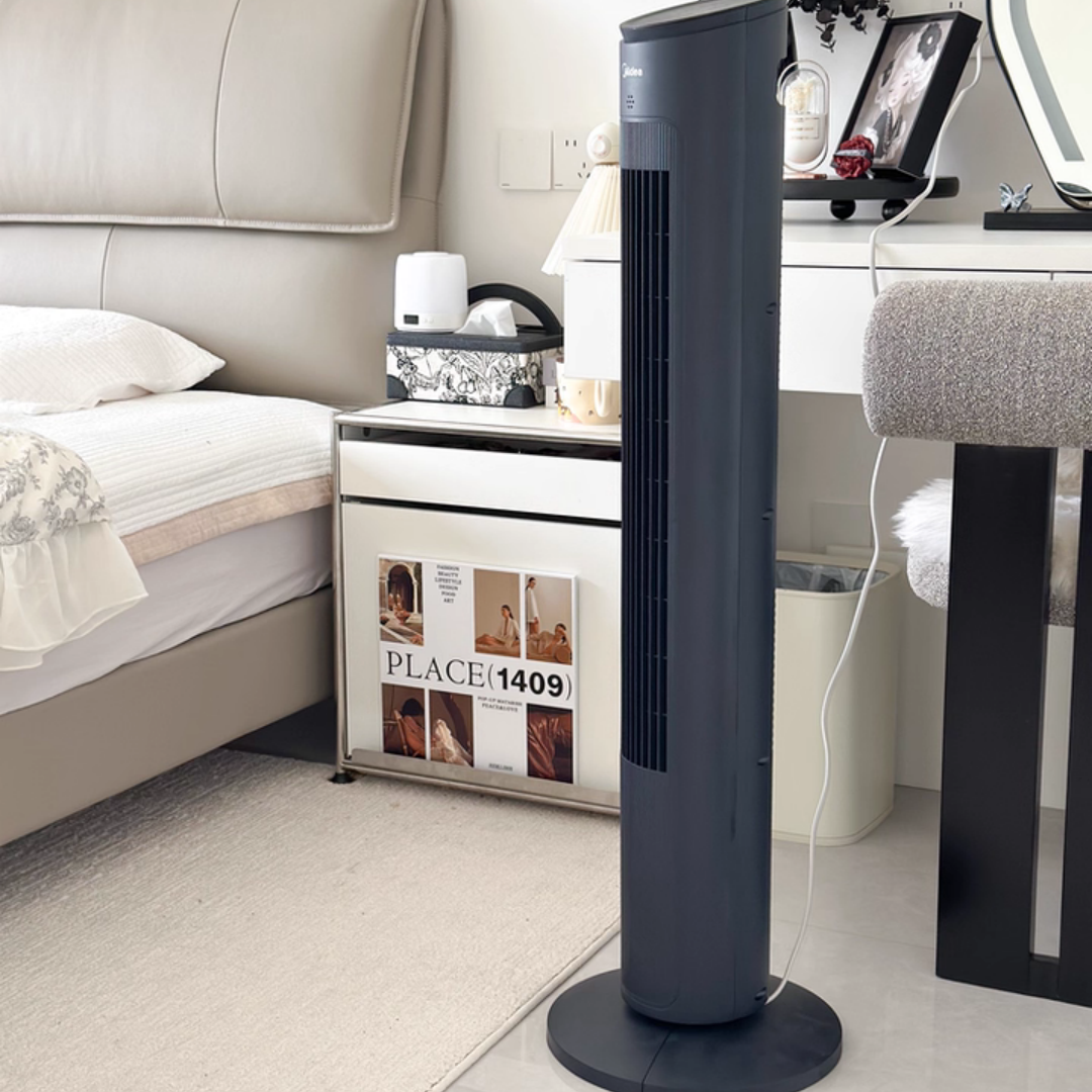 美的塔扇家用静音大风力遥控立式定时摇头无叶落地电风扇ZAF09MR