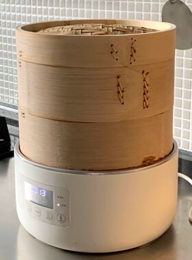olayks立时竹笼电蒸锅家用纯钢内胆蒸煮炖多功能一体锅智能早餐机