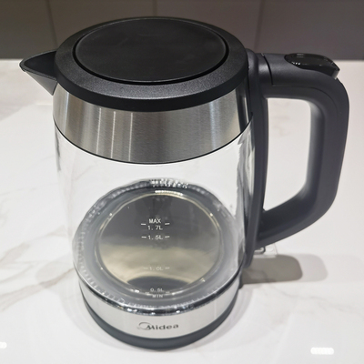 Midea/美的SHJ1722电热水壶家用304不锈钢玻璃烧水壶一体自动断电