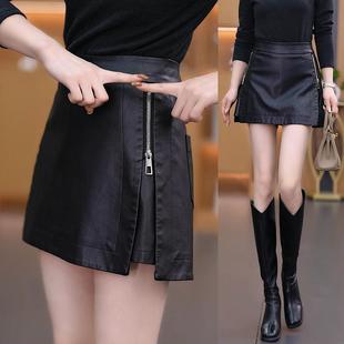 修身 皮裙裤 半身裙秋冬短裤 2024新款 显瘦皮裙一体假两件外穿 女爆款