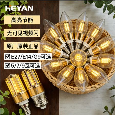 E14螺口灯泡led节能家用客厅水晶吊灯腊烛尖泡护眼无频闪暖光光源