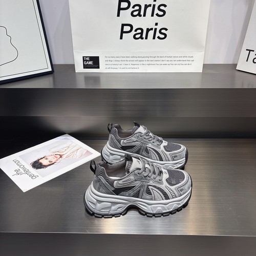 真皮透气厚底系带休闲老爹鞋女