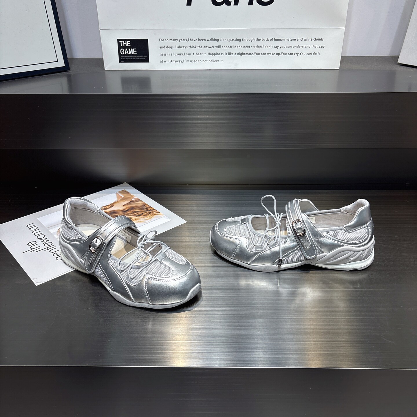 真皮透气软底银色德训鞋女2026夏季新款时尚百搭防滑厚底玛丽珍鞋