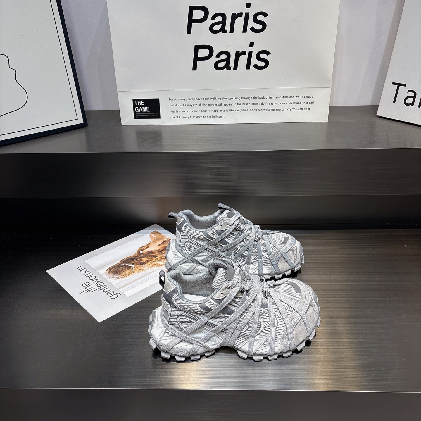 真皮绑带厚底巴黎老爹鞋女2026春季新款百搭增高软底系带运动鞋女