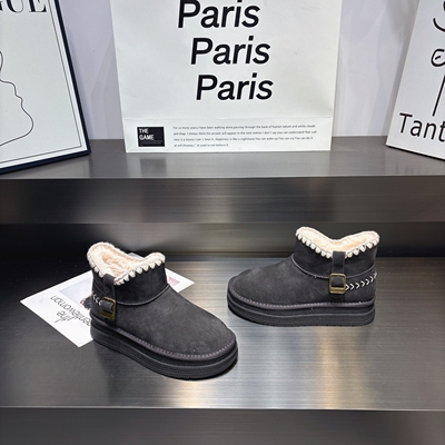 真皮加绒加厚保暖雪地靴短靴女