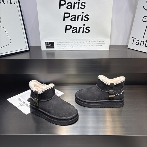 真皮加绒加厚保暖雪地靴短靴女