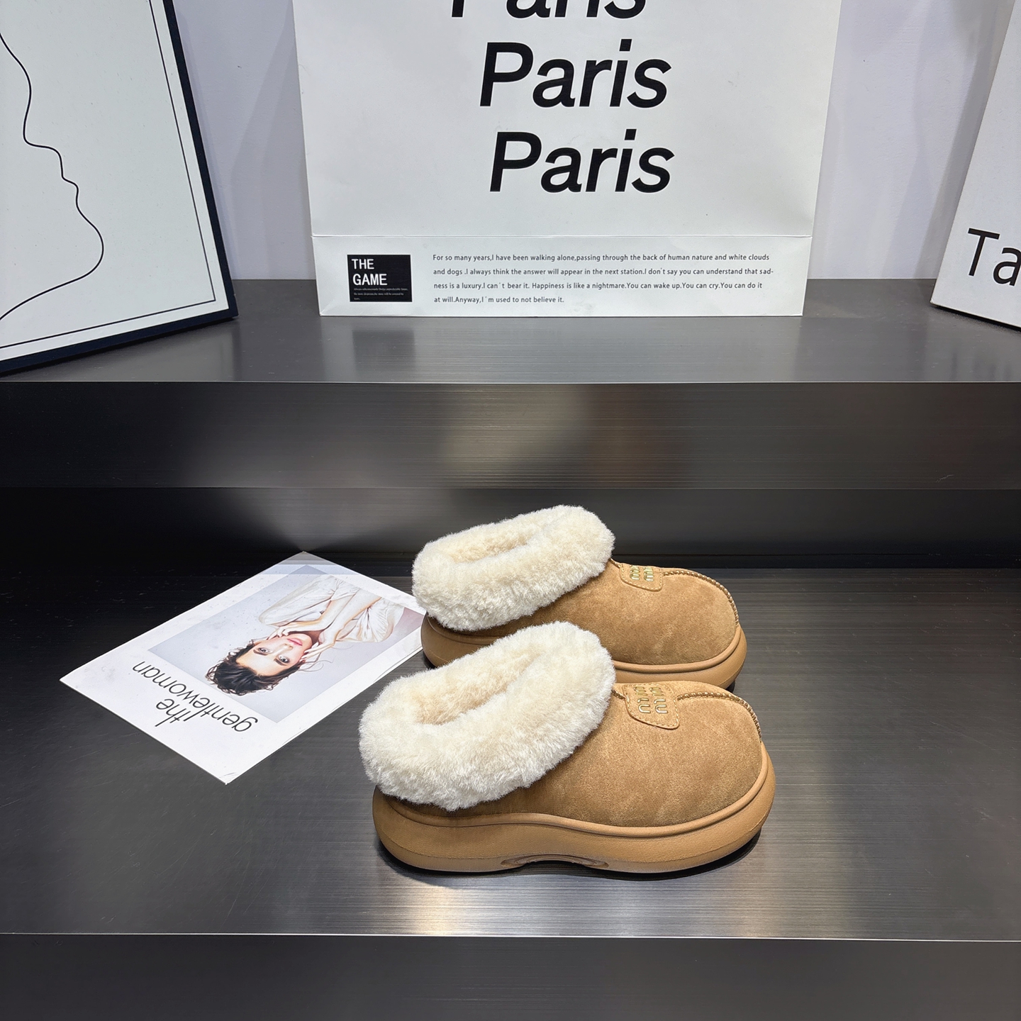 真皮大头字母厚底勃肯雪地靴