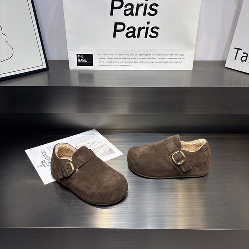 真皮内增高加绒复古勃肯鞋女