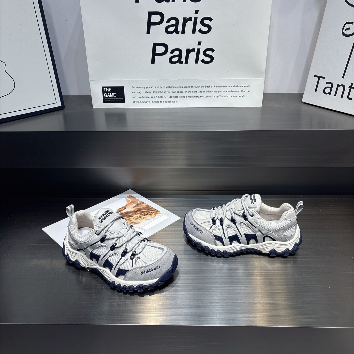 真皮透气厚底户外休闲运动鞋女2026春季新款百搭防滑系带老爹鞋女