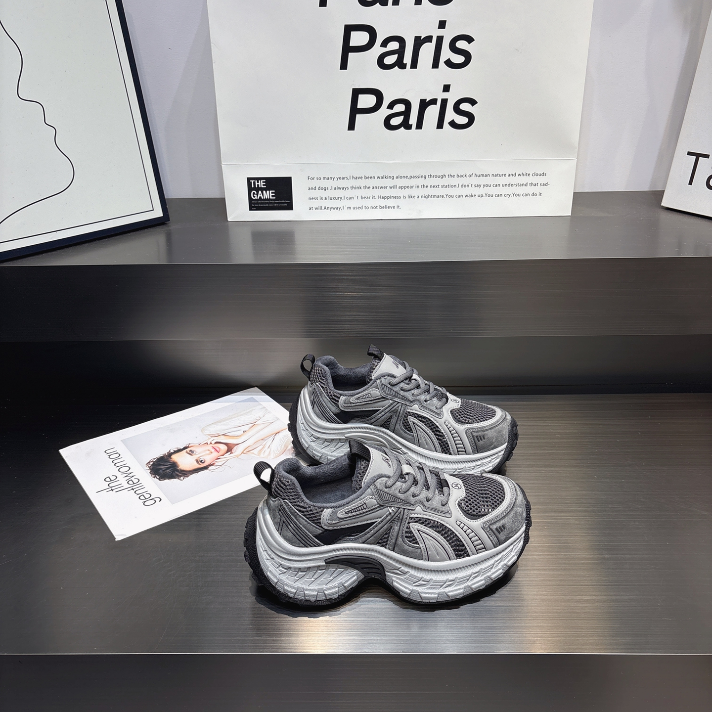 真皮加绒增高复古老爹鞋女