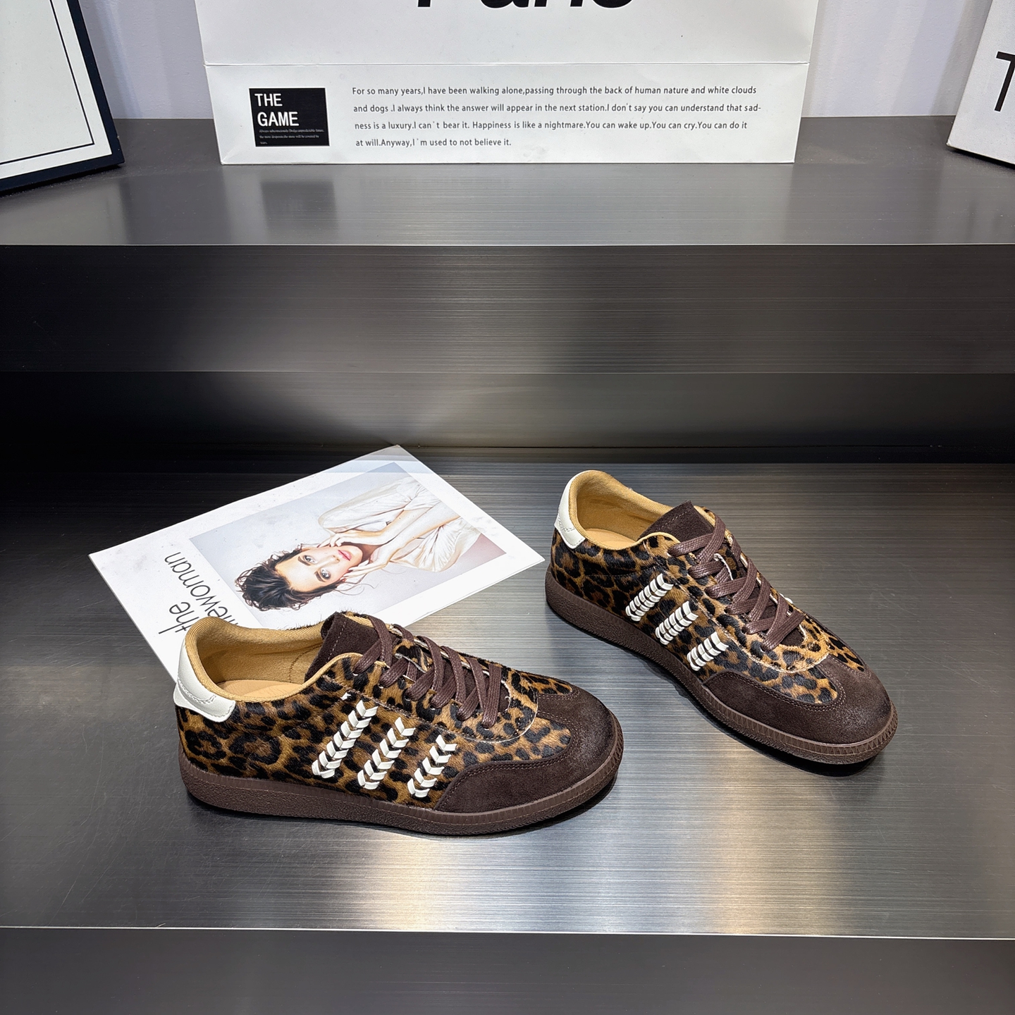 真皮百搭舒适软底系带德训鞋女