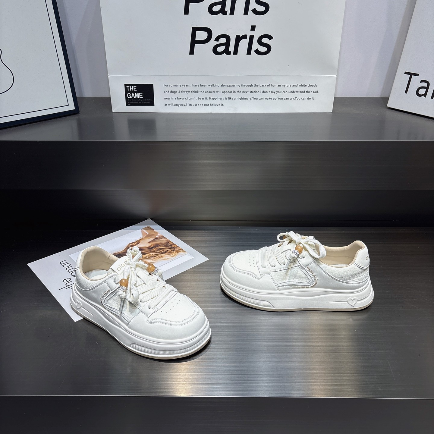 真皮串珠厚底小白鞋板鞋女2026新款百搭轻便软底系带休闲运动鞋女,女鞋,休闲板鞋,淘宝优惠券,粉丝福利购,淘宝优惠卷