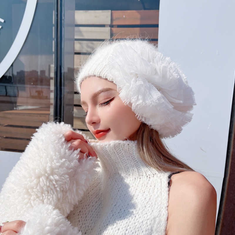 WANGBEI多层次蕾丝堆堆帽贝雷帽