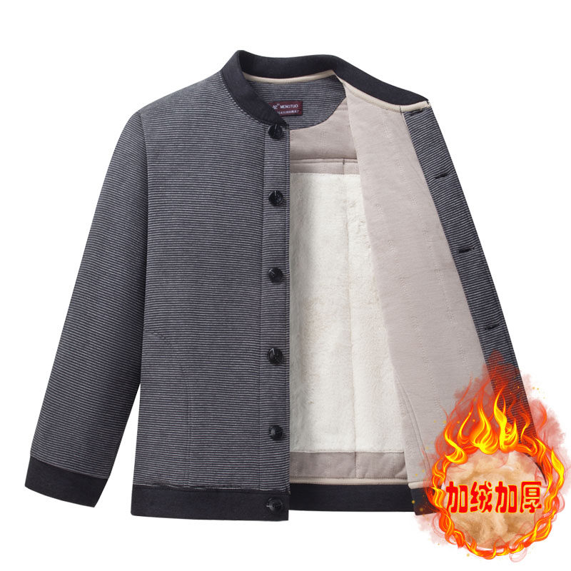 冬季老年男驼绒棉衣夹克加绒加厚爸爸装宽松爷爷居家棉袄保暖棉服