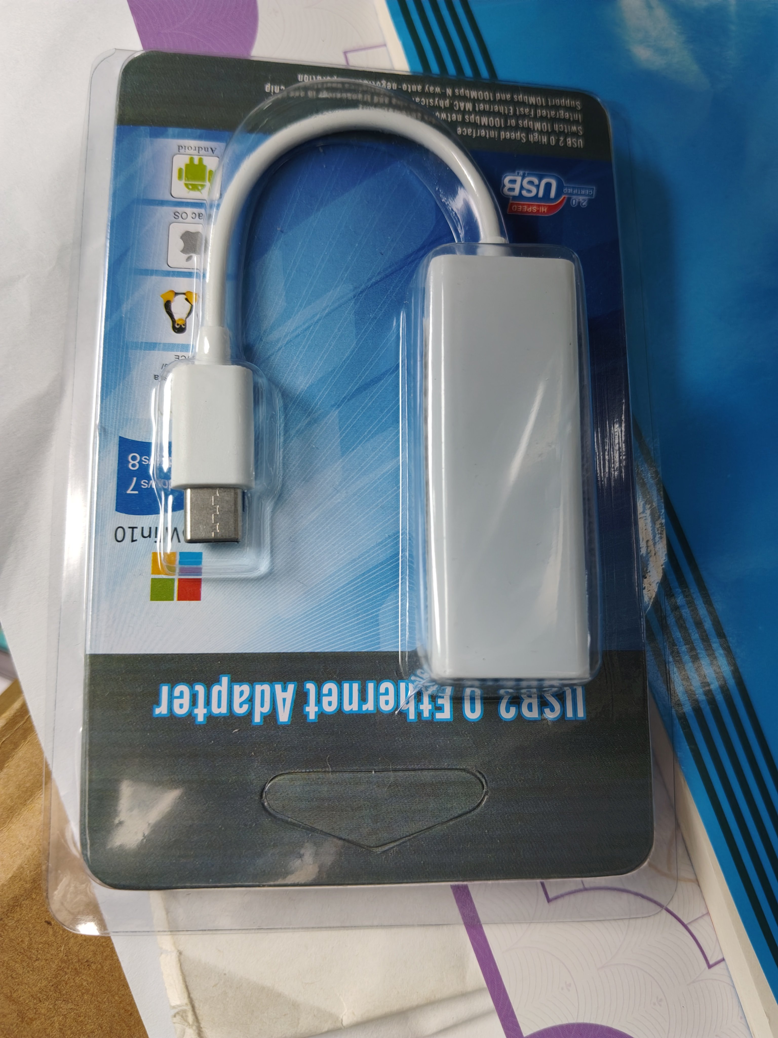 Type-C带线百兆网卡 USB-C转RJ45平板笔记本电脑有线网线以太网卡