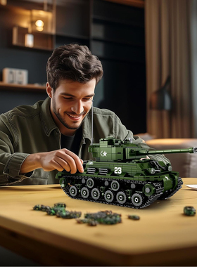 Reobrix臻砖M4A3E8谢尔曼坦克狂怒仿真积木军事模型益智拼装77030