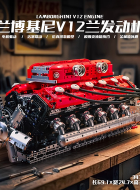 宇星林宝坚尼v12发动机高难度拼装积木模型玩具MOULD KING 10169