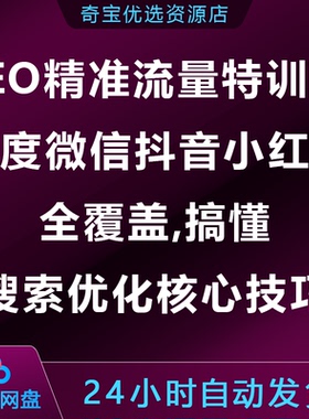 SEO精准流量特训,百度微信抖音小xhs红书全覆盖,搜索优化核心技巧