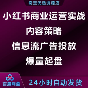 小xhs红书商业运营实战内容策略信息流广告投放爆量起盘高效获客