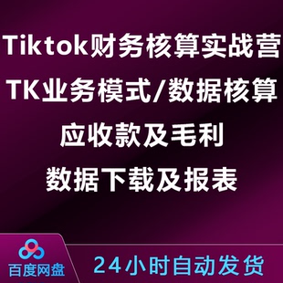 Tiktok财务核算实战:TK业务模式/数据核算/应收款及毛利/数据下载