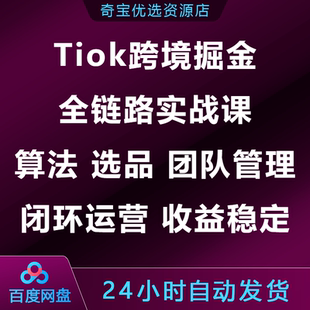Tiok跨境掘金全链路实战课程算法选品团队管理闭环运营稳定收益