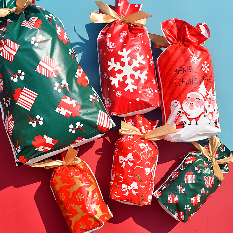 merry christmas candy bag santa gift bag snowflake drawstrin