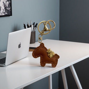 手缝头层真皮小马挂件材料包手工皮具diy马上有钱小配饰钥匙扣