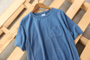 版 福利清日系男女情侣款 重水洗牛仔兰立体多片剪裁修身 T恤 型 短袖