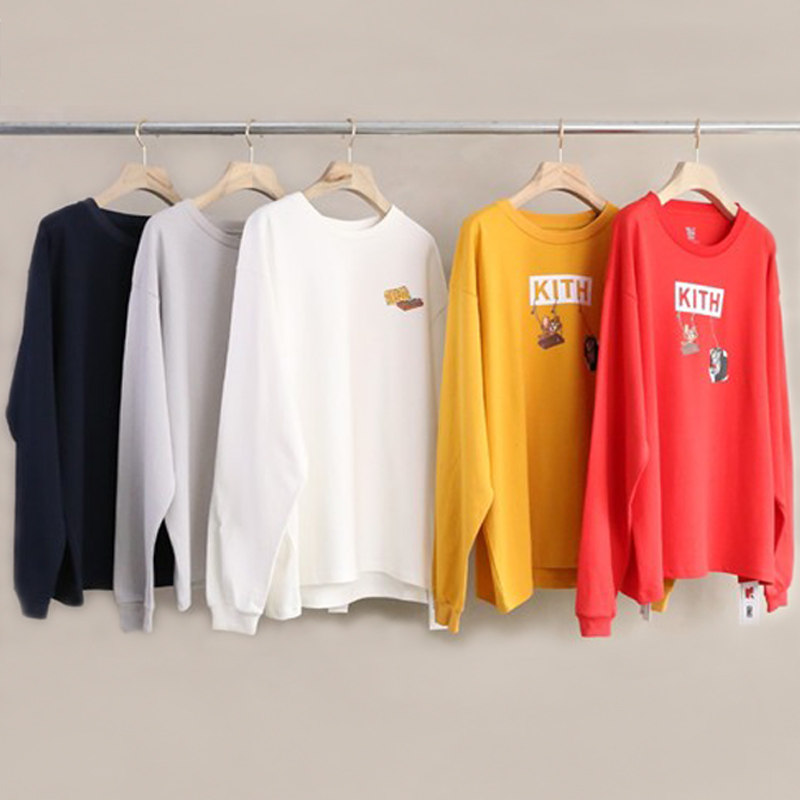 Kith 20SS春秋季卡通联名款荡秋千款多色男女同款长袖T恤薄款卫衣