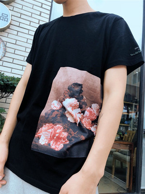 raf侧面玫瑰油画印花高端货逼格