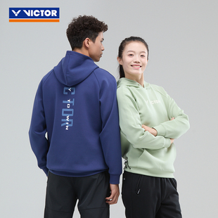 2025victor胜利羽毛球服男款女款长袖秋冬保暖针织连帽卫衣55023