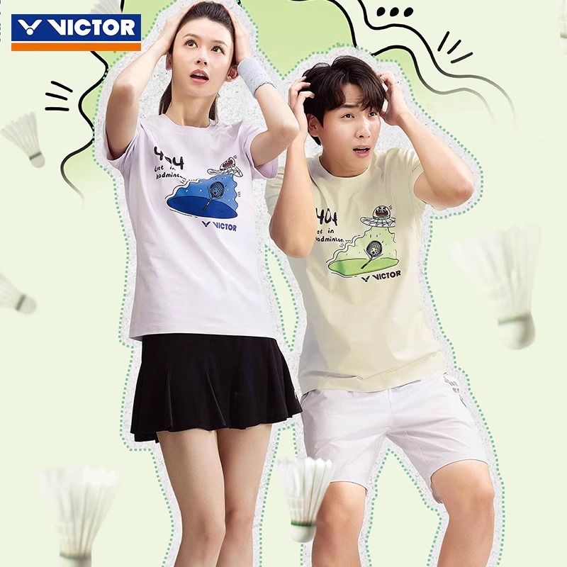 2025Victor胜利羽毛球服男女短袖威克多运动服休闲速干上衣T50035