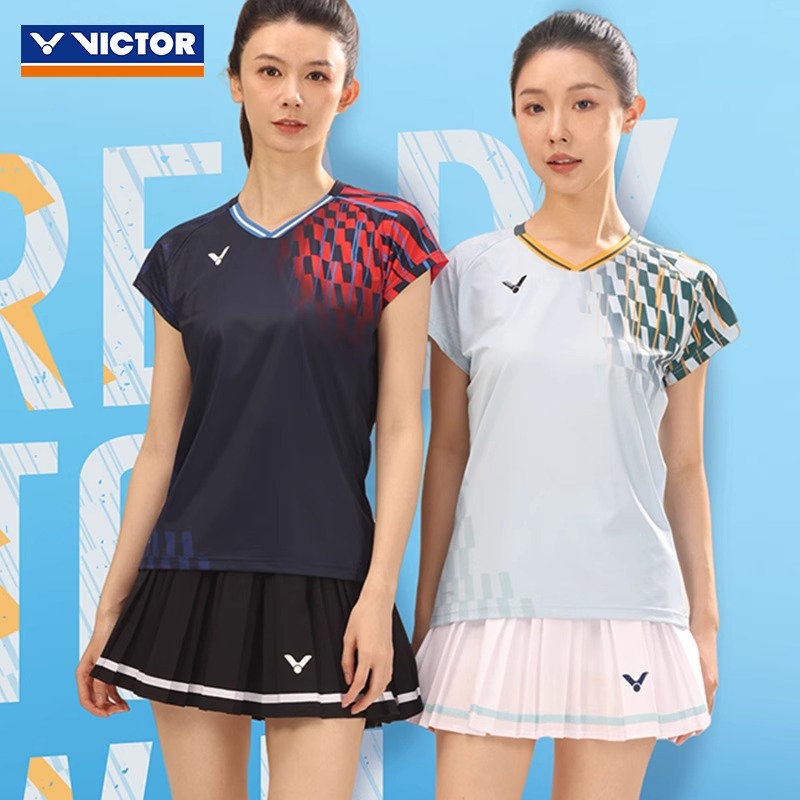 2025新款victor胜利羽毛球服女士专业短袖黄雅琼同款大赛服运动服