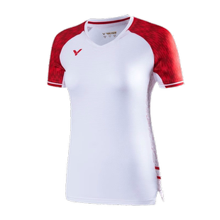 清仓victor胜利羽毛球服女款丹麦国家队大赛服威克多速干同款短袖