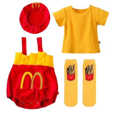 万圣节cosplay儿童麦当劳叔叔角色扮演服薯条连体衣 百日拍照服装