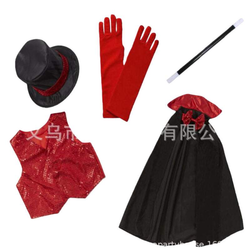 黑色魔术师帽子领结手杖披风 角色扮演服装服饰高帽礼帽套装