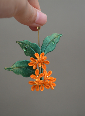 非遗缠花蚕丝桂花手工胸针