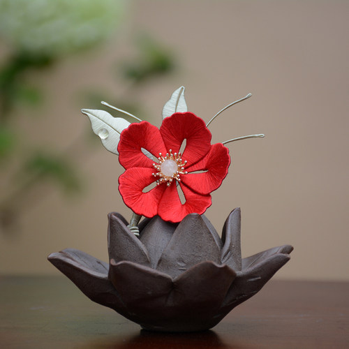 真蚕丝缠花复古头饰发簪