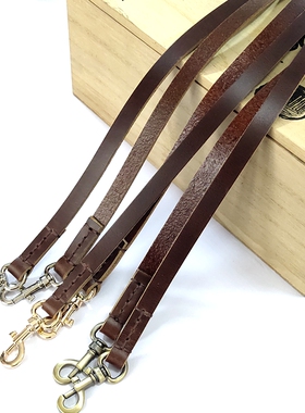 高档真皮带1厘米宽深棕色复古油蜡皮牛皮细包带肩带大牌斜挎背带