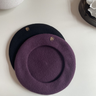 韩国东大门秋冬新品 儿童ins风设计款金属mfg百搭贝雷帽画家帽